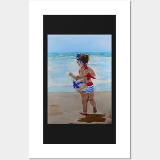 Beach Belle with Sunnies - Little Girl on Beach Posters and Art